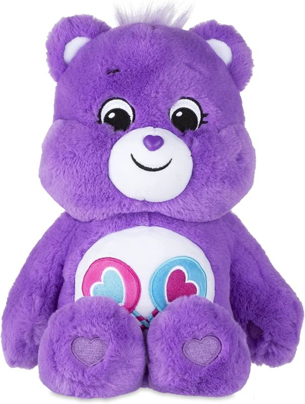 Les bisounours - peluche ours tougentille violet coeur 30 cm 